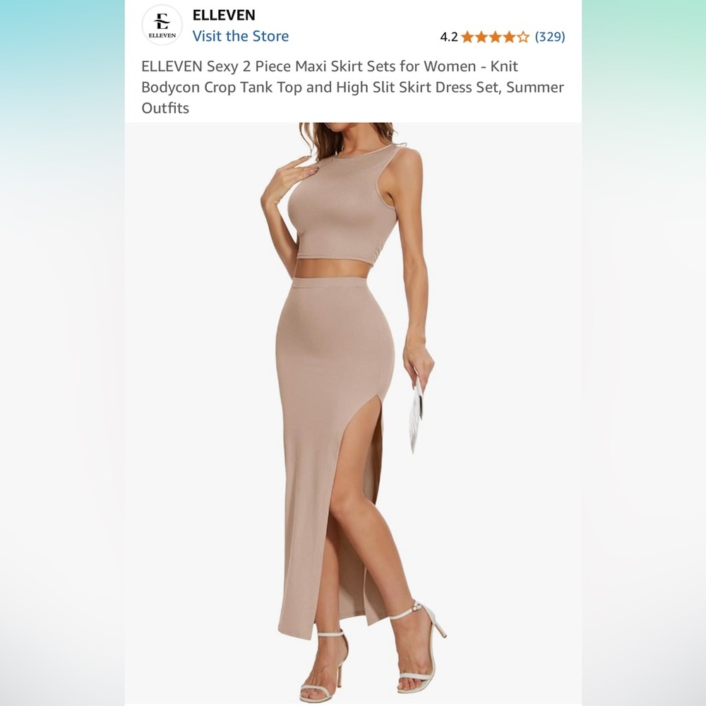 2 Piece Maxi Skirt & Bodycon Crop Top Set
